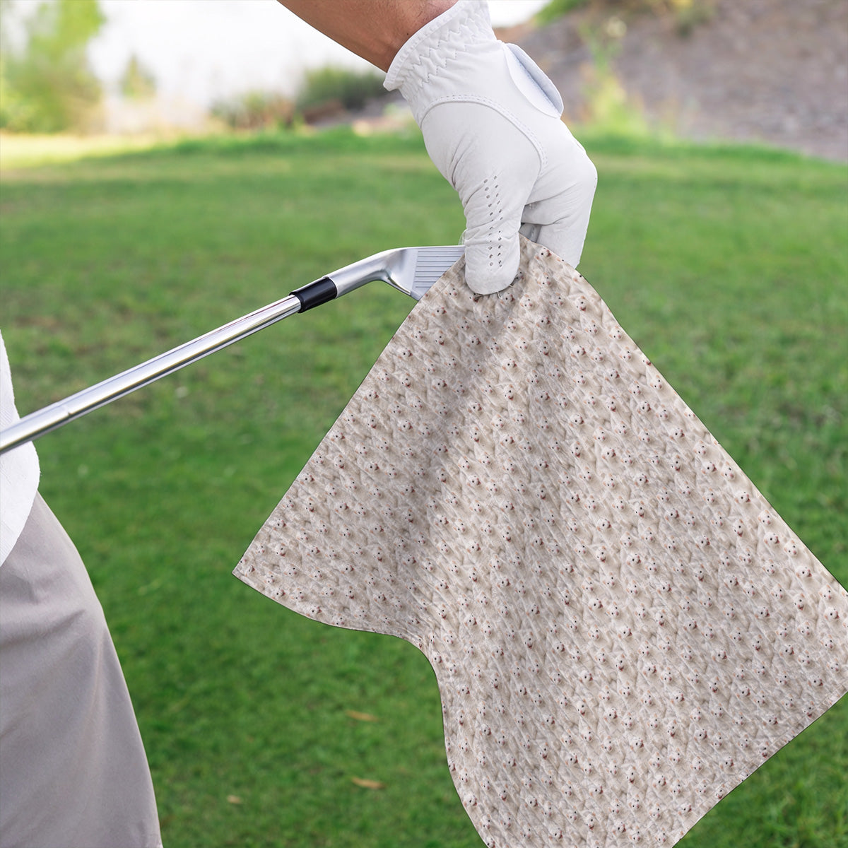 White Ferret Pattern Golf Towels, Funny Ferret Golf Towel, Golf Gift For Golfer