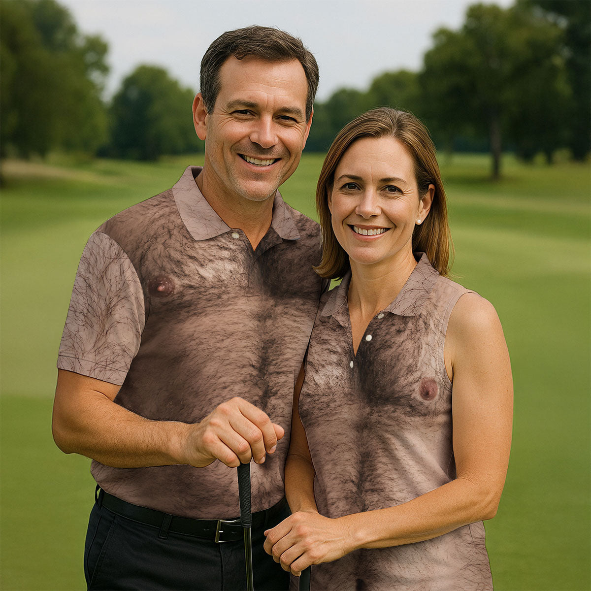 Funny Hairy Chest Golf Shirt, Men's Funny Golf Shirts, Beer Belly Gag Gift For Dad, Polo Shirts For Men