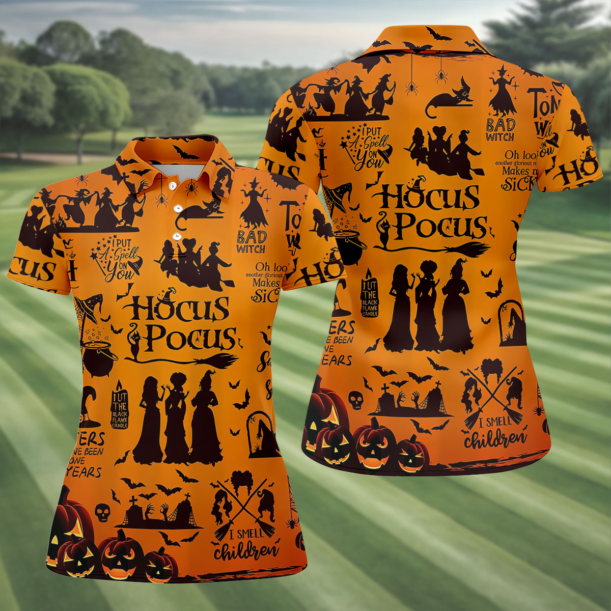 Hocus Pocus Horror Character Halloween Golf Polo Shirt, Witch Shirt, Women's Golf Polo