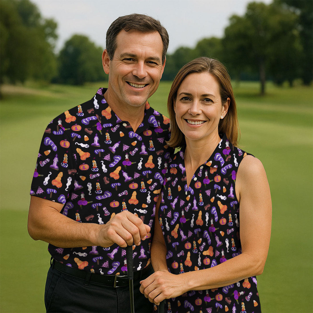 Funny Dirty Black And Purple Halloween Golf Shirt, Fun Golf Shirts For Men, Cool Golf Gift, Halloween Gift