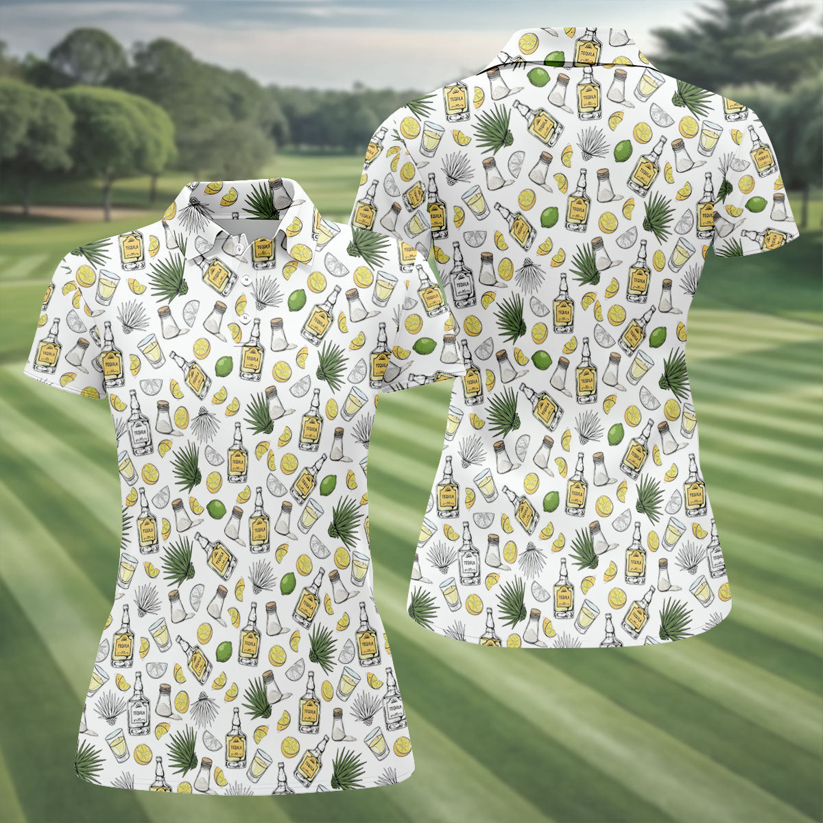 Tequila Lime Salt Cinco De Mayo Celebration Ladies Golf Tops, Drinking Party Golf Shirt For Women
