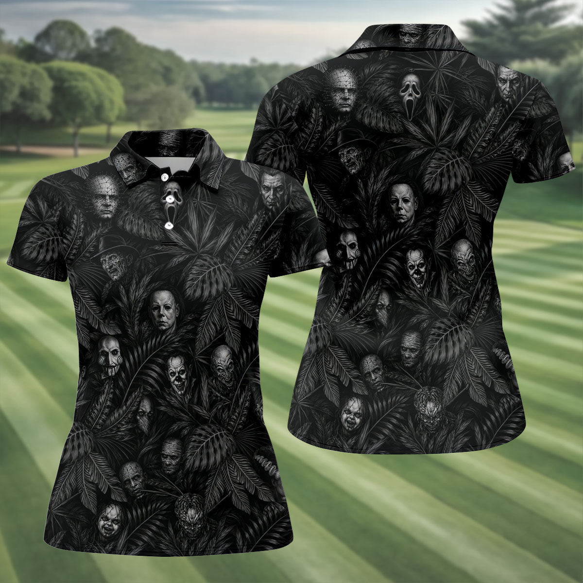Horror Character Halloween Golf Shirt, Golf Shirts For Women, Women's Golf Apparel