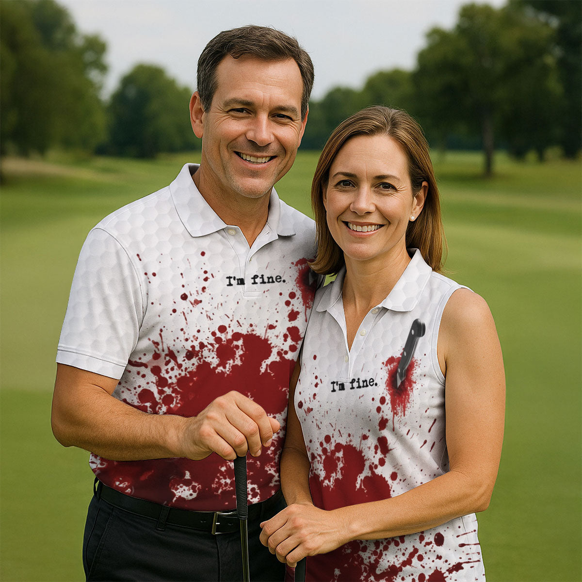 I'm Fine. Horror Golf Polo Shirt, Golf Polo Shirts For Men, Printed Golf Shirts