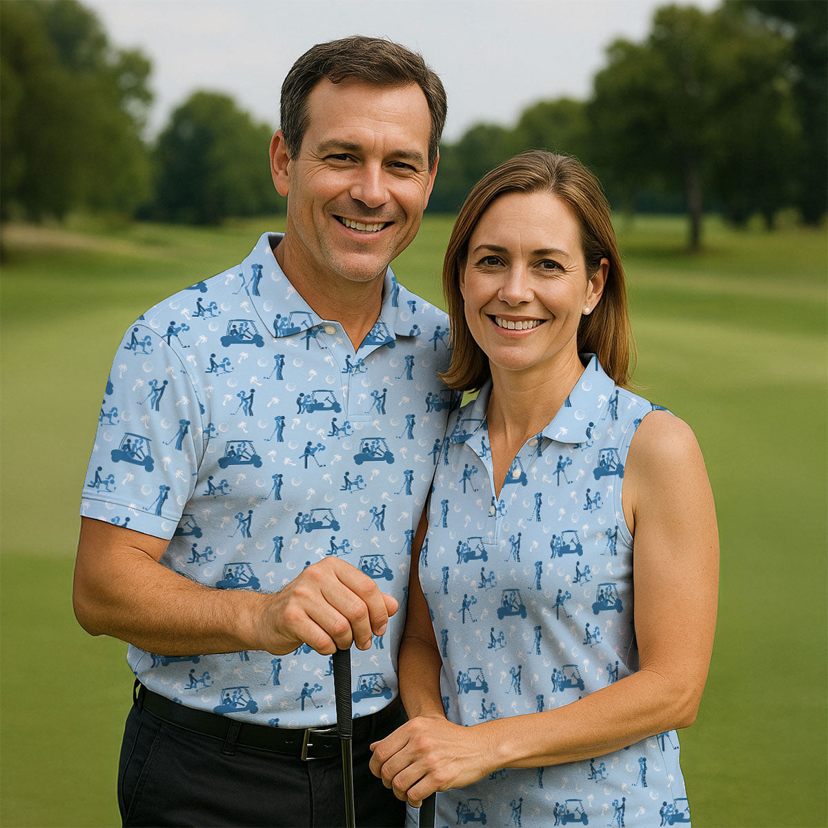 Naughty Couple Stick Figure Blue Funny Golf Shirt, Adult Humor Polo Shirts For Men, Golf Shirts For Men