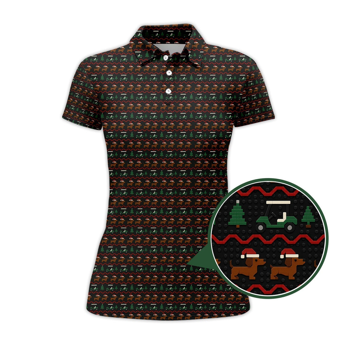 Dog Pattern Golf Shirt, Dachshund Golf Shirt, Christmas Golf Shirt For Men, Funny Golf Shirt For Golfer
