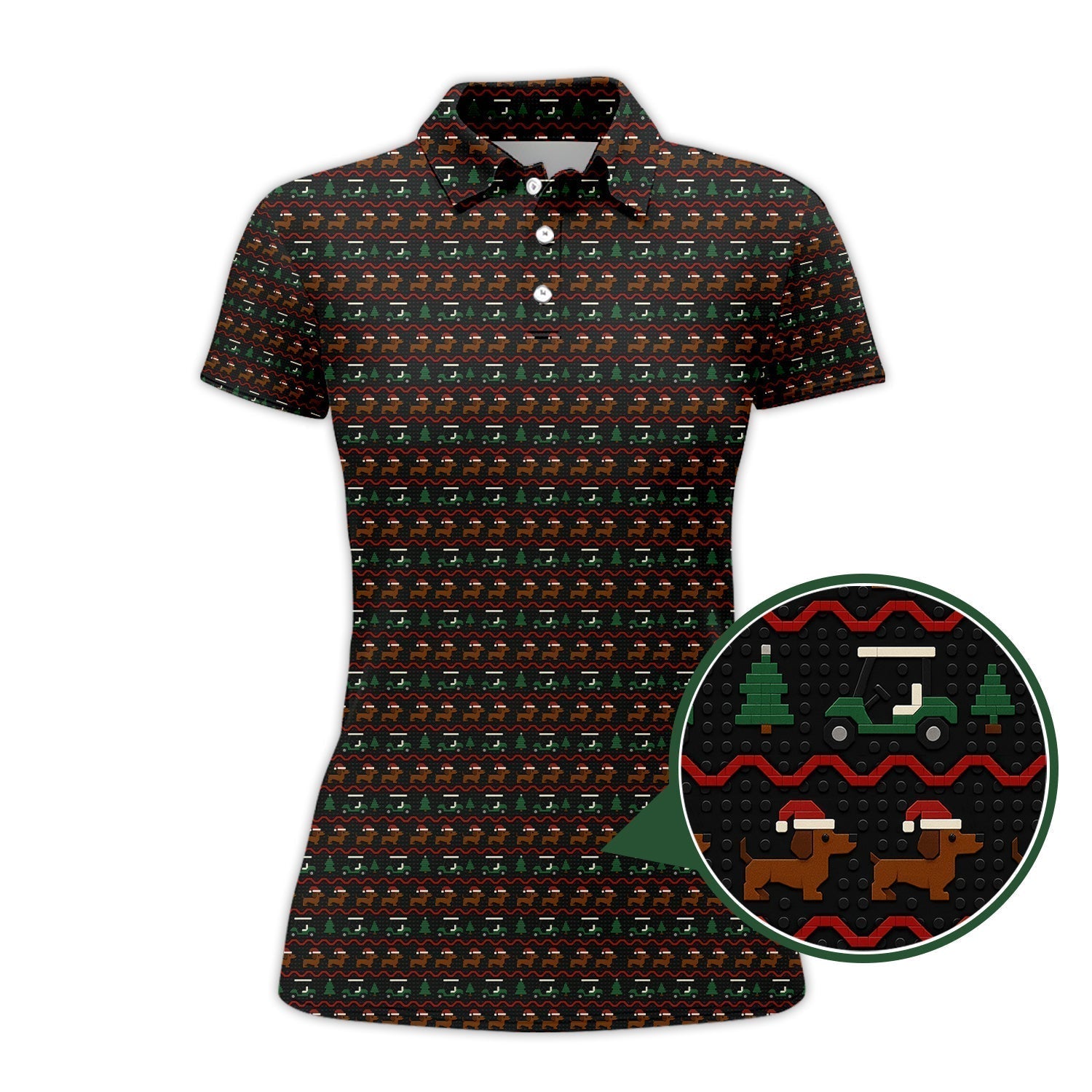 Dog Pattern Golf Shirt, Dachshund Golf Shirt, Christmas Golf Shirt For Men, Funny Golf Shirt For Golfer