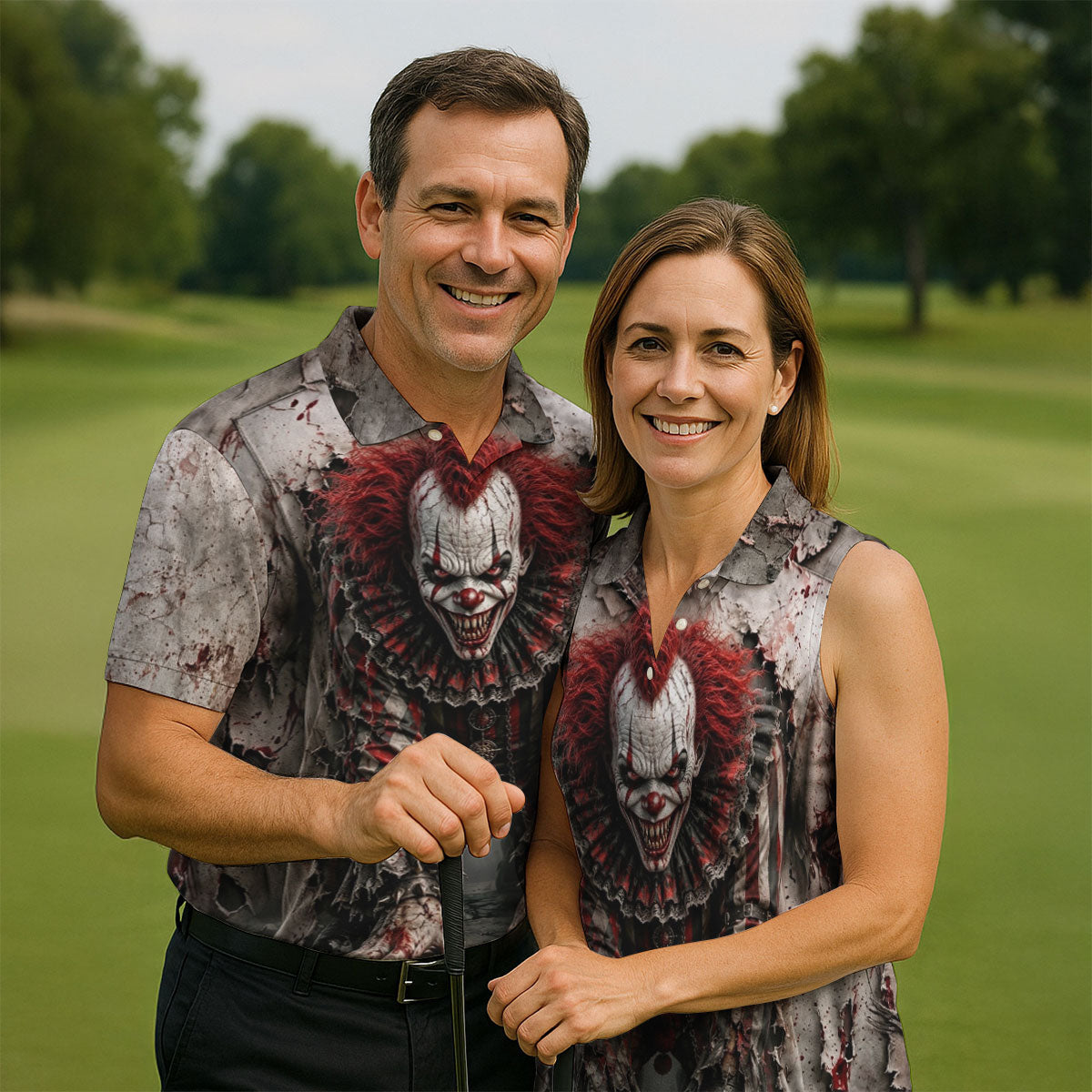 Halloween Horror Character Golf Shirt, Men's Golf Shirt, Hawaiian Golf Shirt For Men