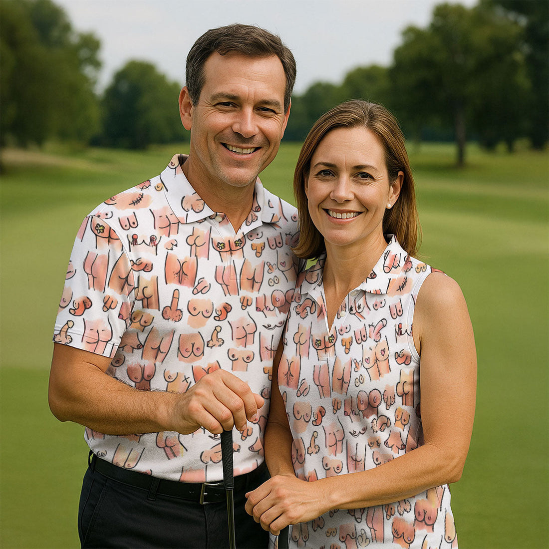 Funny Adult Body Parts Pattern Shirt, Mens Golf Polo, Printed Golf Shirts