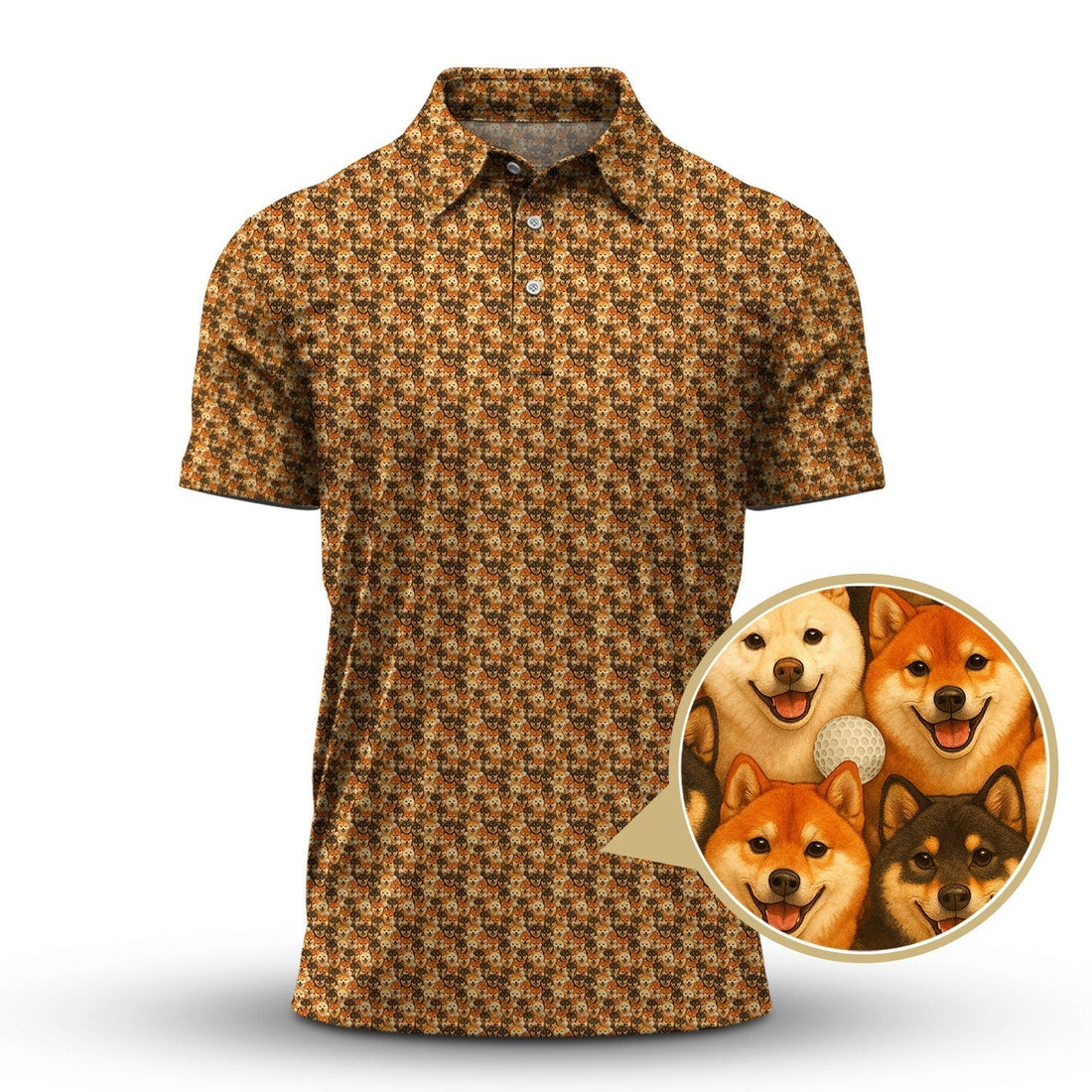 Shiba Inu Golf Shirt, Pattern Golf Shirt For Golfer, Dog Golf Shirt For Men