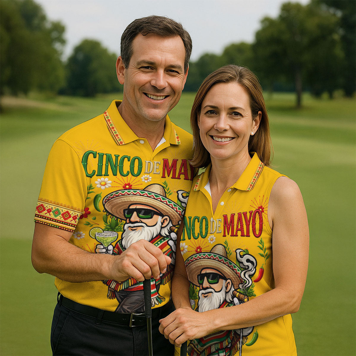 Margarita Man Cinco De Mayo Celebration Yellow Golf Shirt, Fiesta Theme Golf Shirts For Men