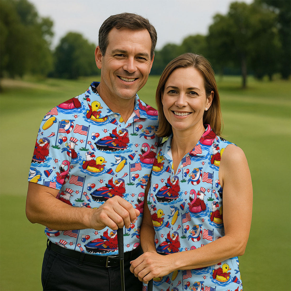 Tropical Pool Party Animal Golf Shirt, 250 Years USA Patriotic Golf Shirt, 4th Of July Golf Shirt, Golf Shirts For Men
