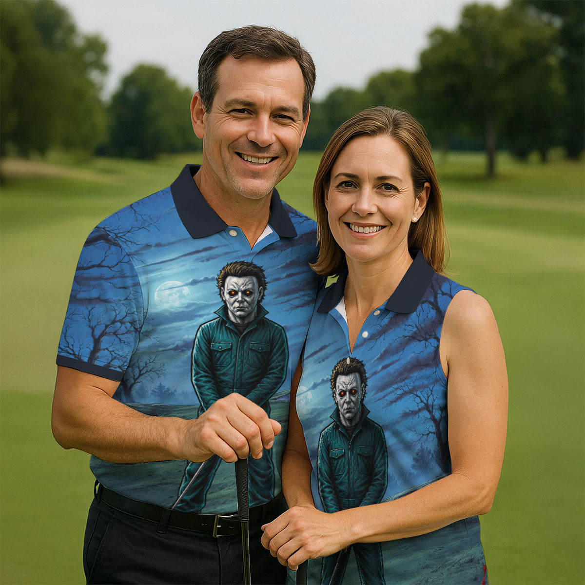 You Cant Kill The Bogeyman Horror Character Golf Polo Shirt, Halloween Golf Shirt, Mens Golf Shirts