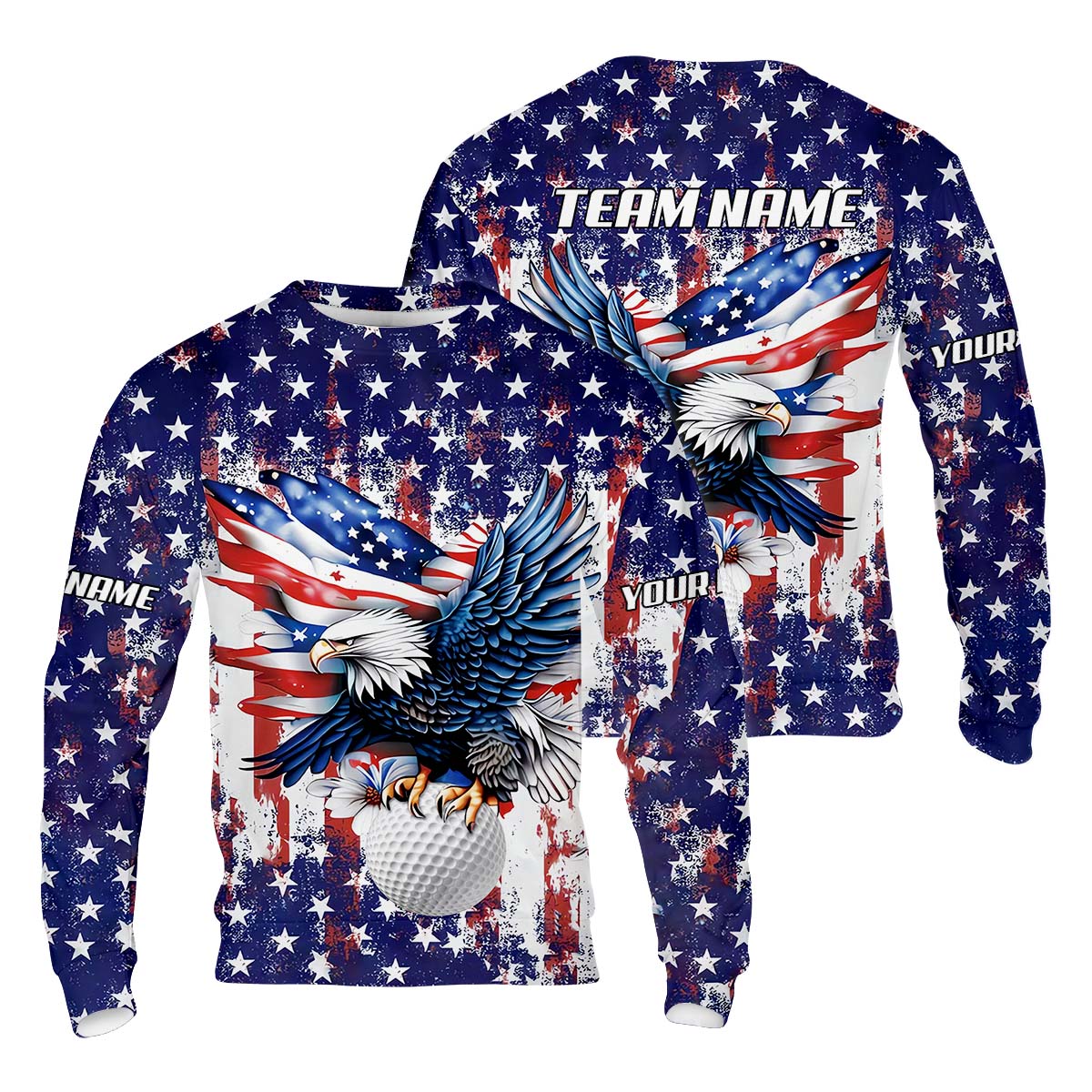 American Eagle And Star Custom Golf Polo Shirt, Gift For Golfers, Golf Gift Ideas, America 250 Anniversary Golf Shirt