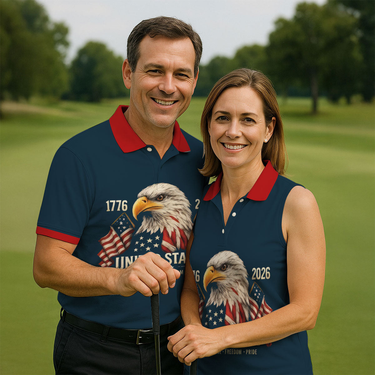 America 250 Men's USA 1776-2026 4th Of July Golf Shirt, Patriotic Golf Shirt, Golf Shirts For Men