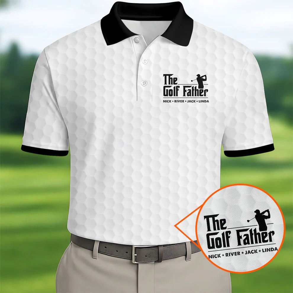 Personalized The Golf Father Golf Polo Shirt for Dad - Custom Kids Names Father's Day Golf Gift Men