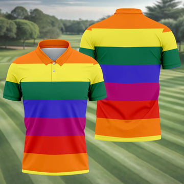 LGBT Rainbow Pride Month Celebrate Golf Tops For Men, Pride Colors Golf Shirts For Men