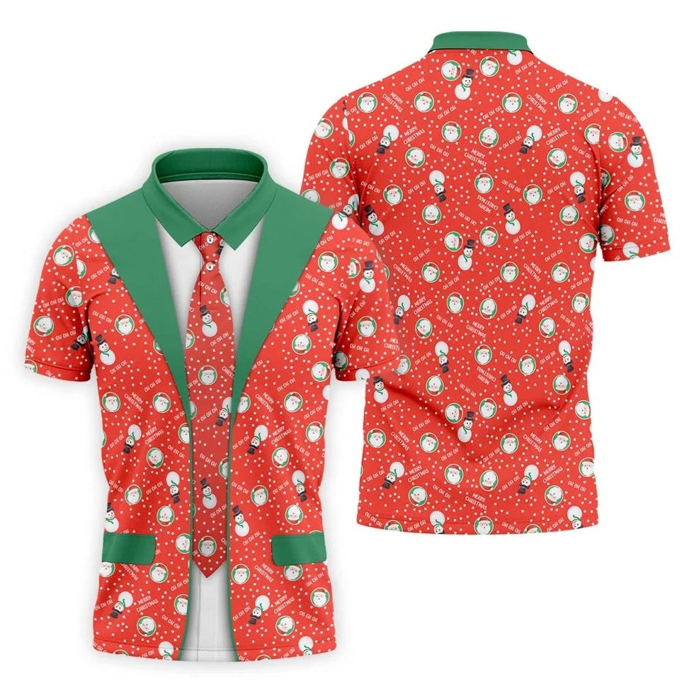 Ho Ho Ho Merry Christmas Funny Print Golf Tops For Men, Christmas Golf Shirt, Polo Shirts For Men