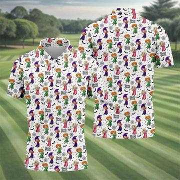 Hocus Pocus Horror Character Polo Shirt, Halloween Shirts For Men, Mens Golf Polo