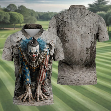 Cracked Wall Horror Character Halloween Shirt, Printed Golf Shirts, Golf Polo Shirts For Men