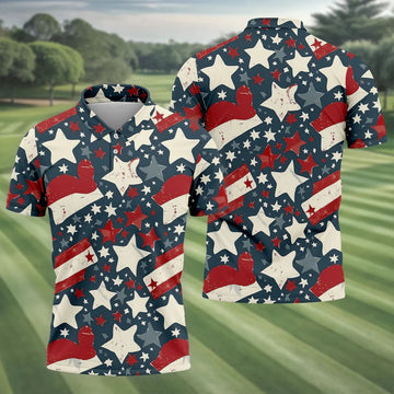 Distressed Texas Flag Golf Shirt, 250 Years Patriotic 4th Of July Golf Shirts For Men