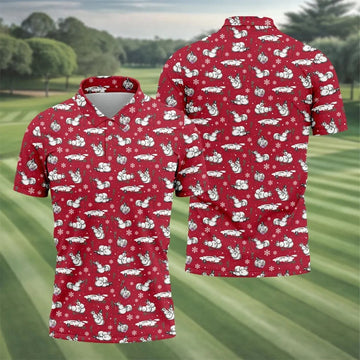 Funny Snowman Naughty Couple Red Golf Shirt, Christmas Golf Shirt, Golf Gift For Him, Polo Shirts For Men