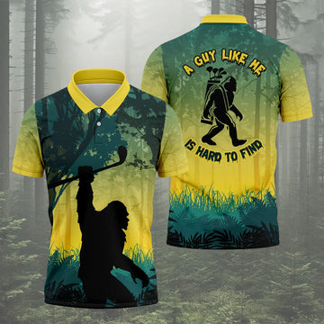 Bigfoot Golfer Forest Silhouette Polo Shirt, Golf Polo Shirts For Men, Mens Golf Apparel
