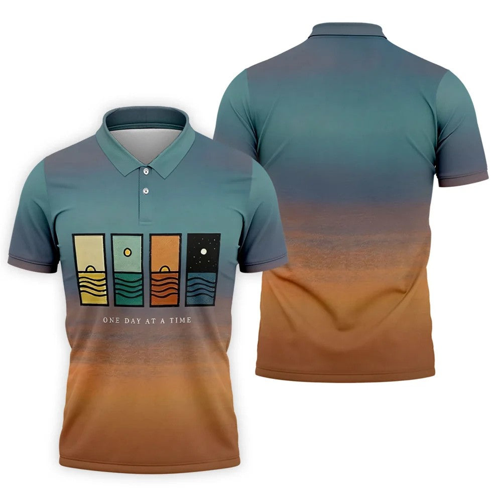 One Day At A Time Suicide Prevention Abstract Mens Golf Polo, Golf Polo Shirts For Men