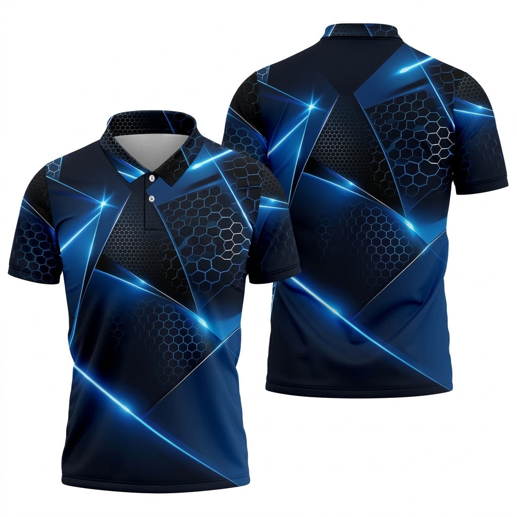 Black And Blue Gradient Patriotic Golf Shirt, 250 Years 4th Of July Golf Shirts For Men