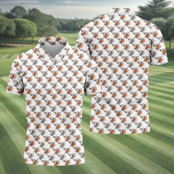 Longhorn Watercolor Pattern Golf Polo Shirt, Golf Apparel For Men, Hawaiian Golf Shirt