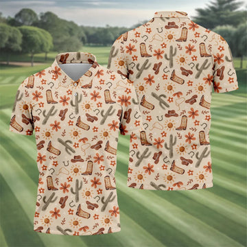 Colorful Western Cowboy Boots Pattern Hawaiian Golf Shirt, Golf Apparel For Men, Mens Golf Polo (Copy)