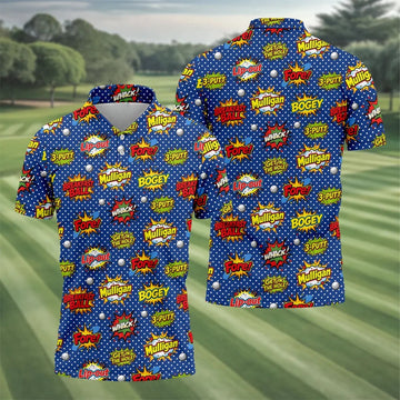 Funny Comic Pop Art Golf Shirt, Hawaiian Golf Shirt, Golf Shirts For Men