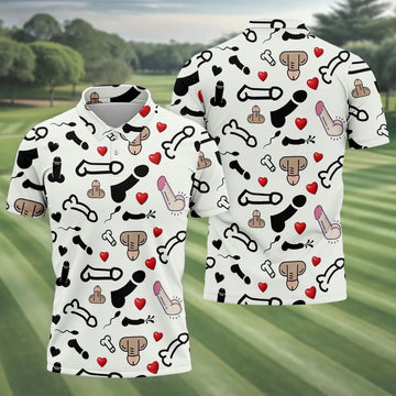 Adult Humor LGBT Pride Men's Funny Golf Shirts, Gay Pride Month Celebrate Golf Shirts For Men