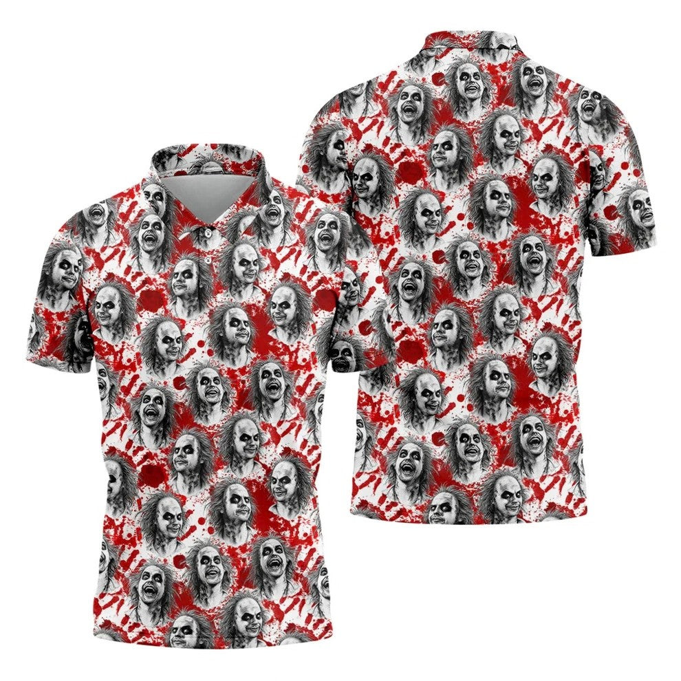 Halloween Horror Character Faces Polo Shirt, Polo Shirts For Men, Mens Golf Shirts