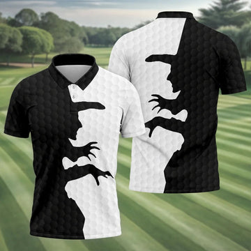 Witch Silhouette Halloween Golf Polo Shirt, Men's Golf Shirt, Hawaiian Golf Shirt
