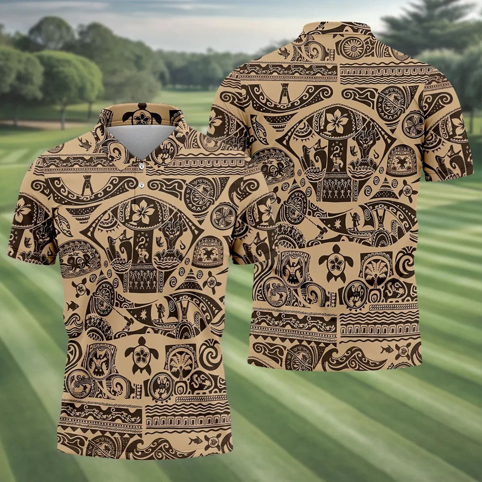 Polynesian Tribal Hawaiian Golf Shirt, Golf Shirts For Men, Mens Golf Apparel