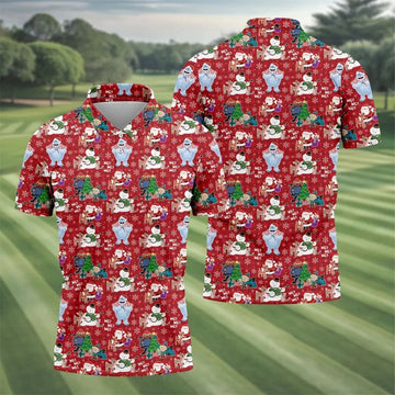 Ho Ho Ho Santa Snowman Men's Golf Polo Shirts, Christmas Golf Shirt, Polo Shirts For Men