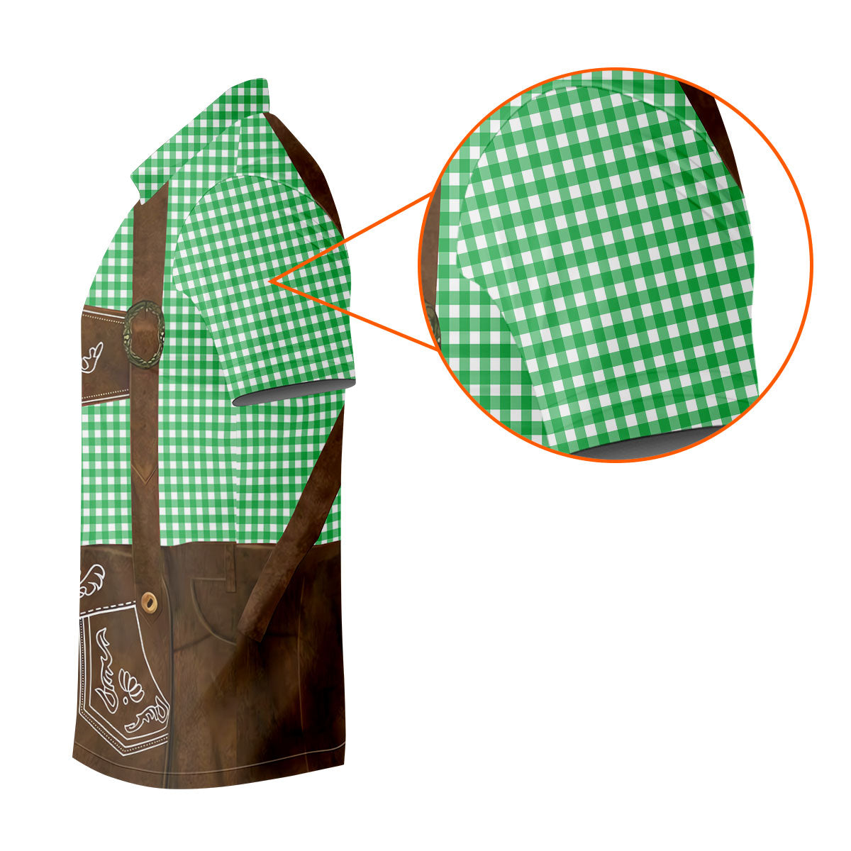 Green Oktoberfest Lederhosen Illusion Sleeveless Golf Polo, Men's Golf Shirt, Golf Polo Shirts For Men