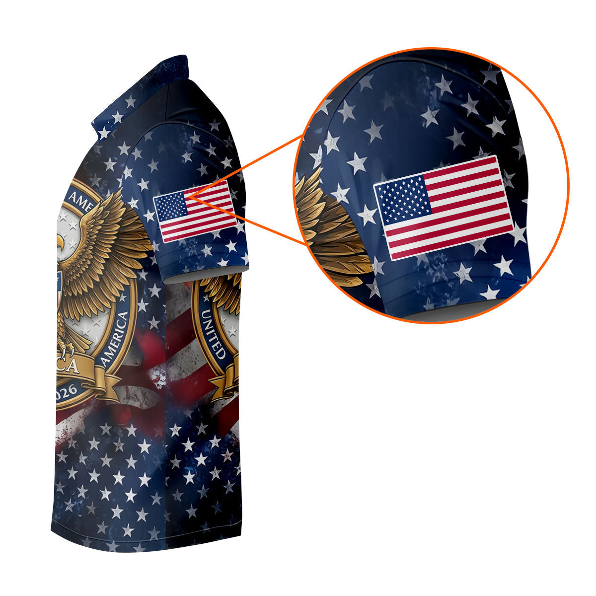 250th Anniversary USA Bald Eagle Distressed Golf Shirt, Patriotic 4th Of July Golf Shirts For Men