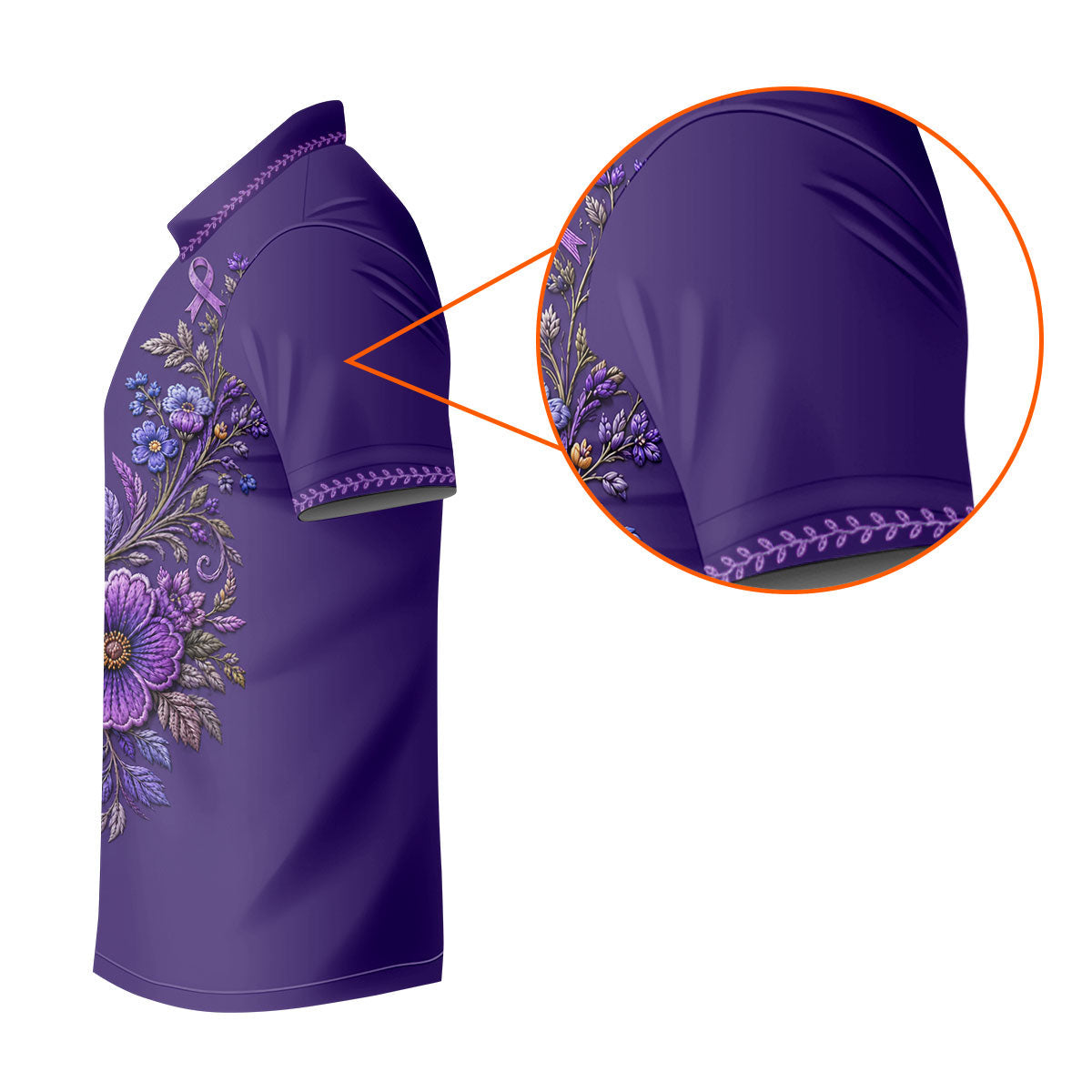 Purple Hummingbird Cancer Awareness Polo Shirt, Golf Shirts For Men, Mens Golf Apparel