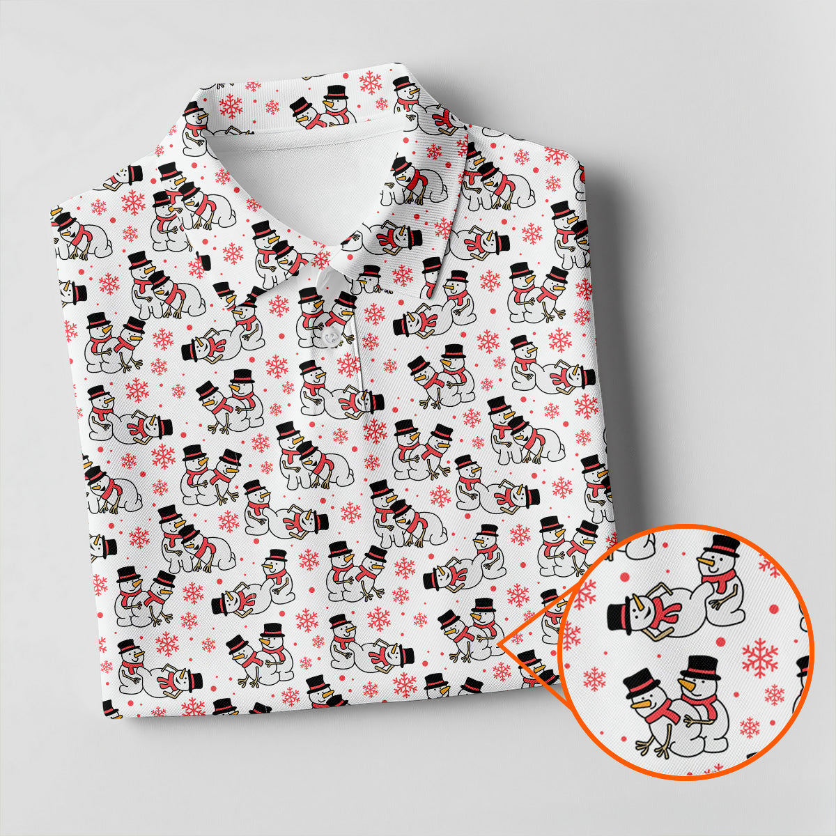 Naughty Snowman White Men's Golf Shirt, Christmas Golf Shirt, Fun Golf Shirts For Men, Xmas Golf Shirt