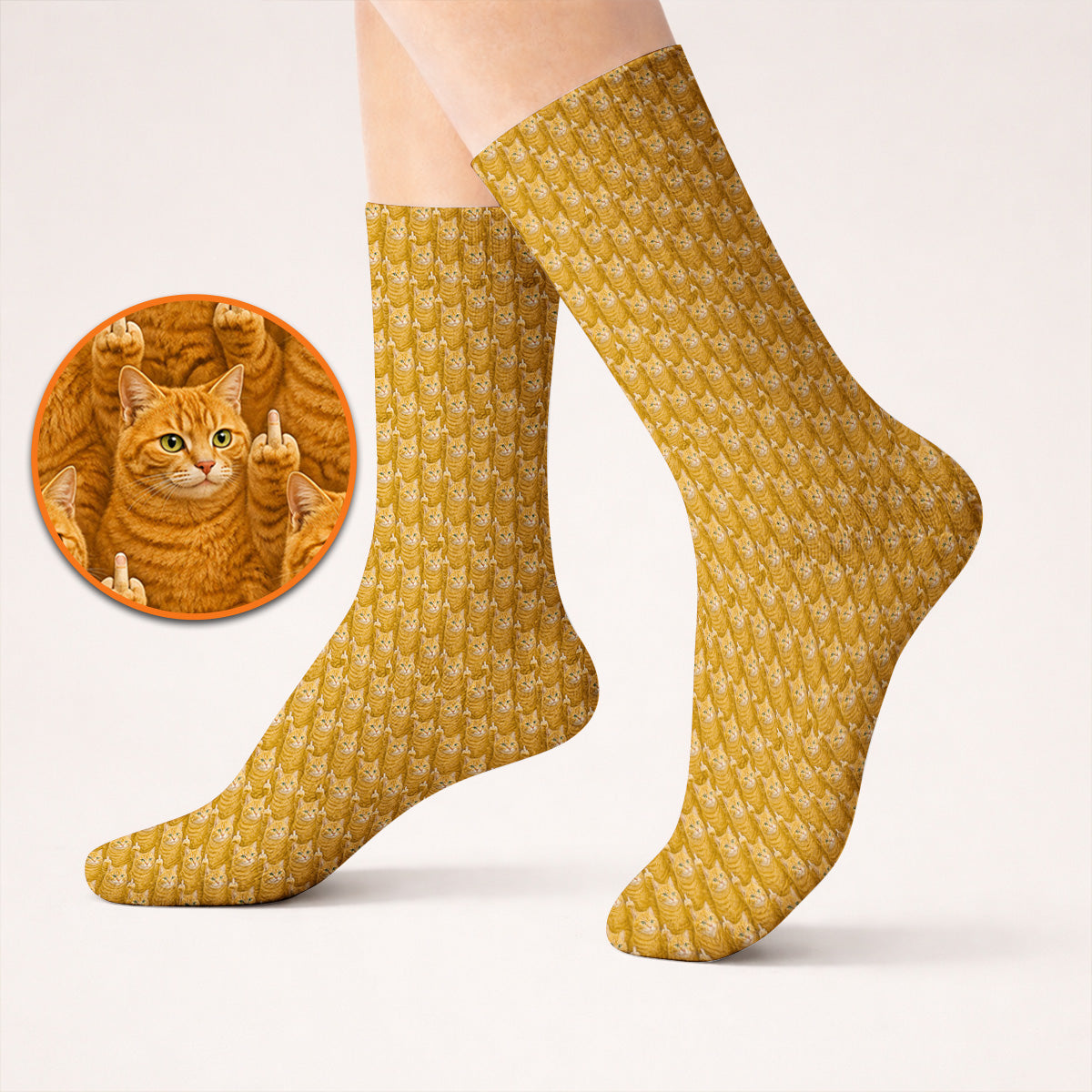 Ginger Cat Pattern Golf Socks, Funny Cats Golf Sock, Golf Gift For Golfer