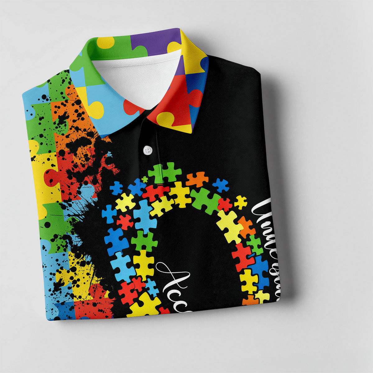 Accept Love Understand Autism Awareness Colors Autism Ribbon Golf Tops For Men, Golf Shirts For Men