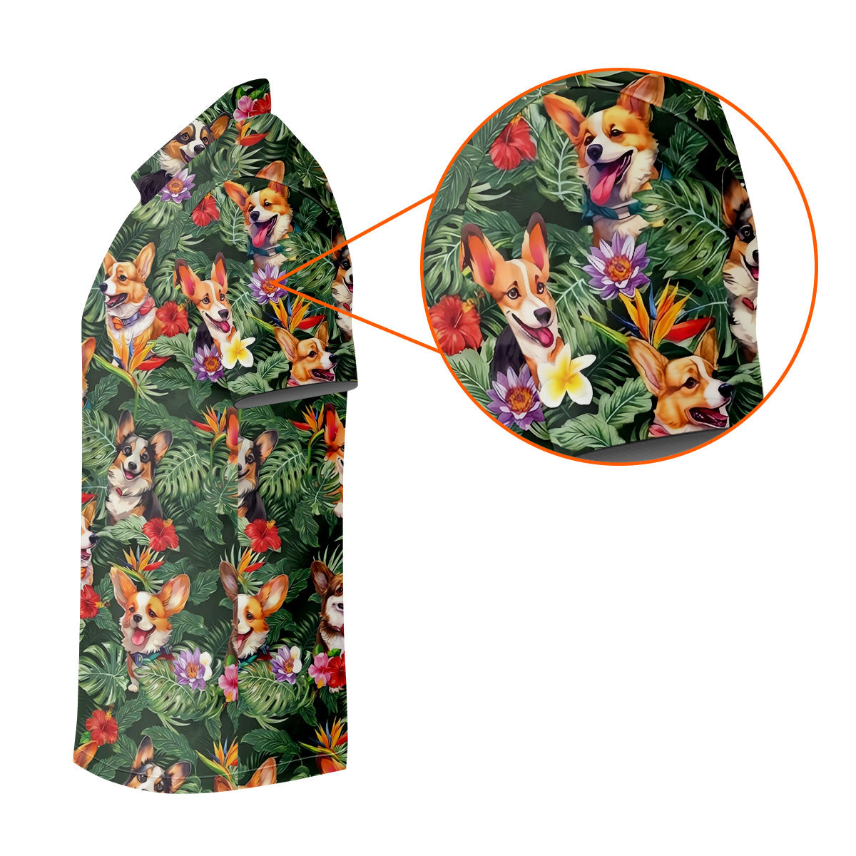 Tropical Corgi Dog Hawaiian Golf Polo Shirt, Golf Shirts For Women, Women's Golf Apparel
