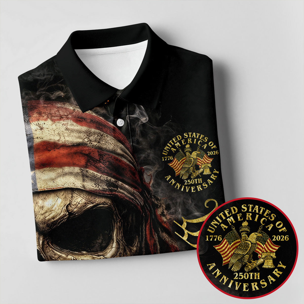 USA 250th Anniversary We The People Patriotic Skull Golf Shirt, 4th Of July Golf Shirt For Women