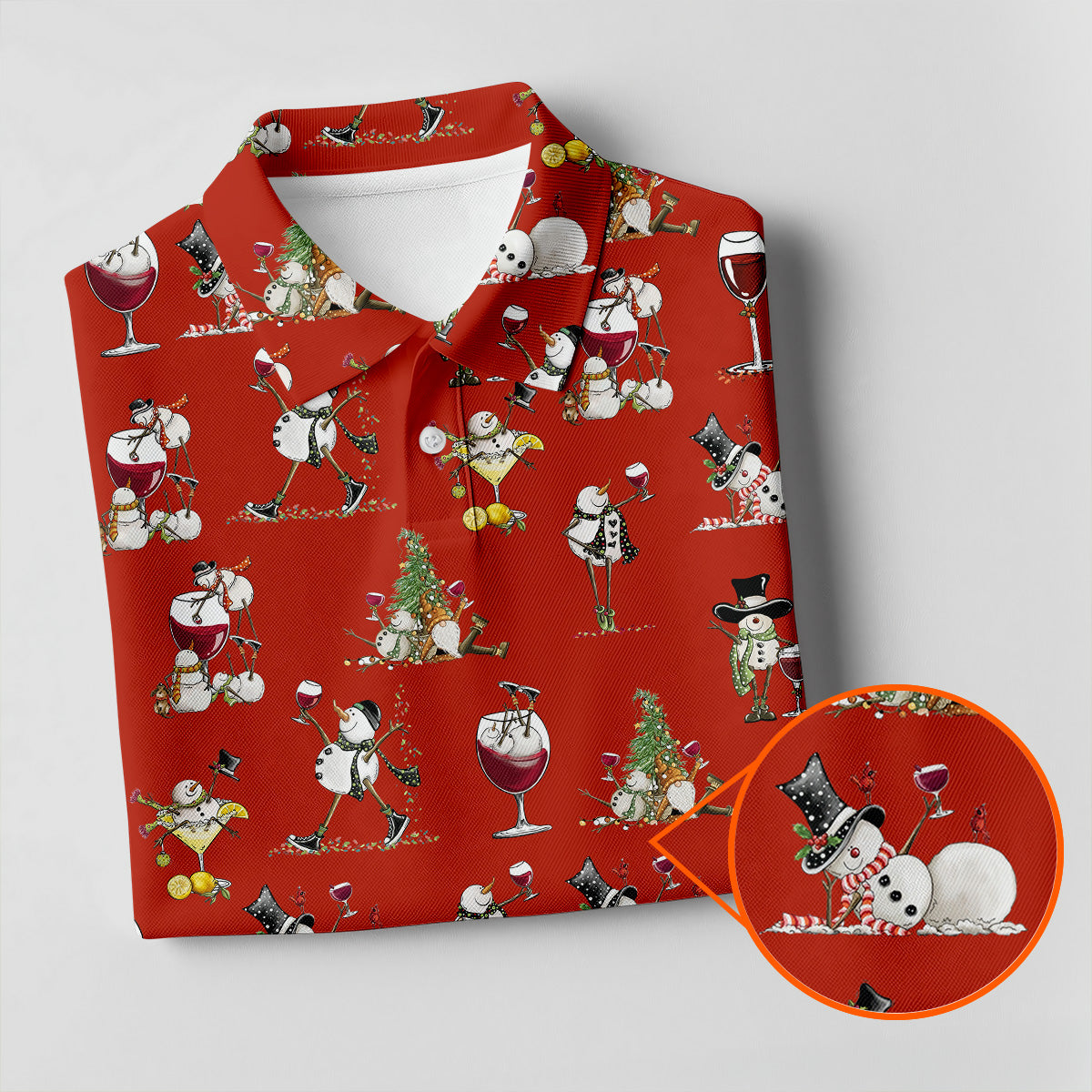 Funny Snowman Drinking Wine Red Golf Shirt, Christmas Golf Shirt, Polo Shirts For Men, Golf Gift For Men