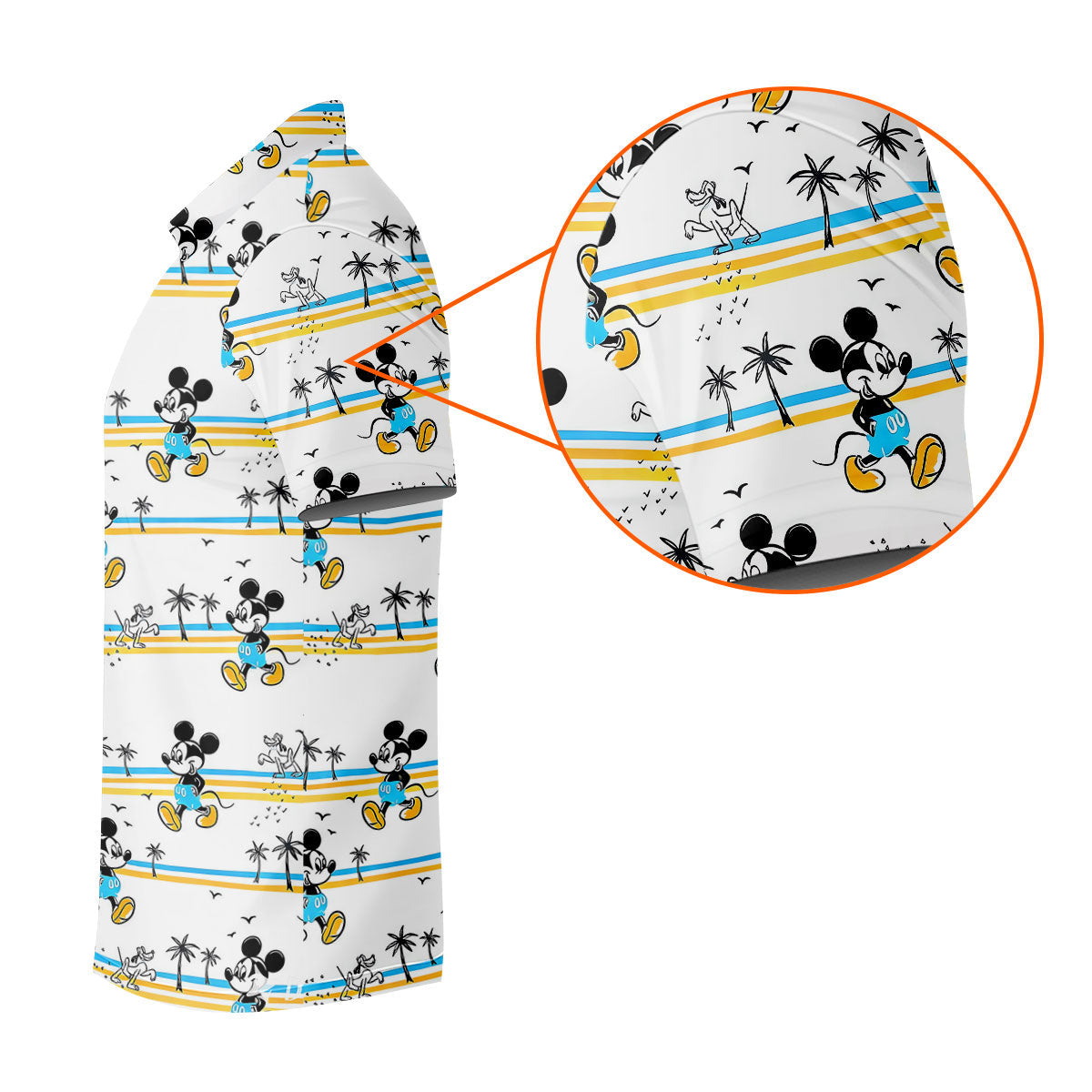 Retro Beach Stripe Cartoon Golf Polo Shirt, Golf Polo Shirts For Men, Mens Golf Apparel