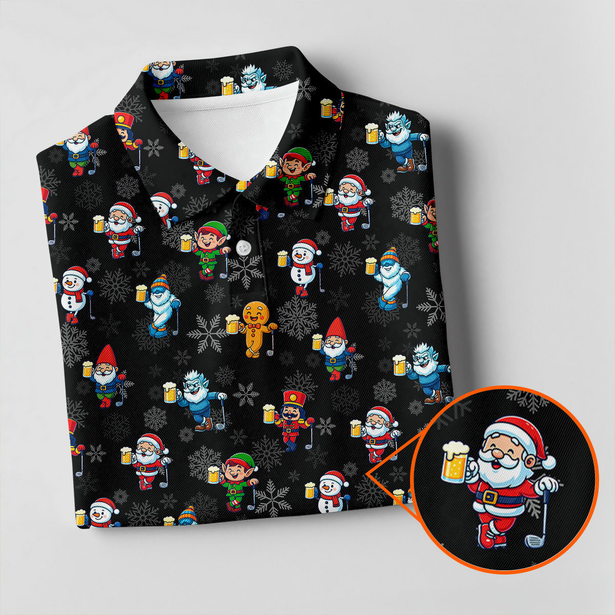 Classic Christmas Characters Black Golf Shirt, Christmas Golf Shirt, Fun Golf Shirts For Men, Polo Shirts For Men