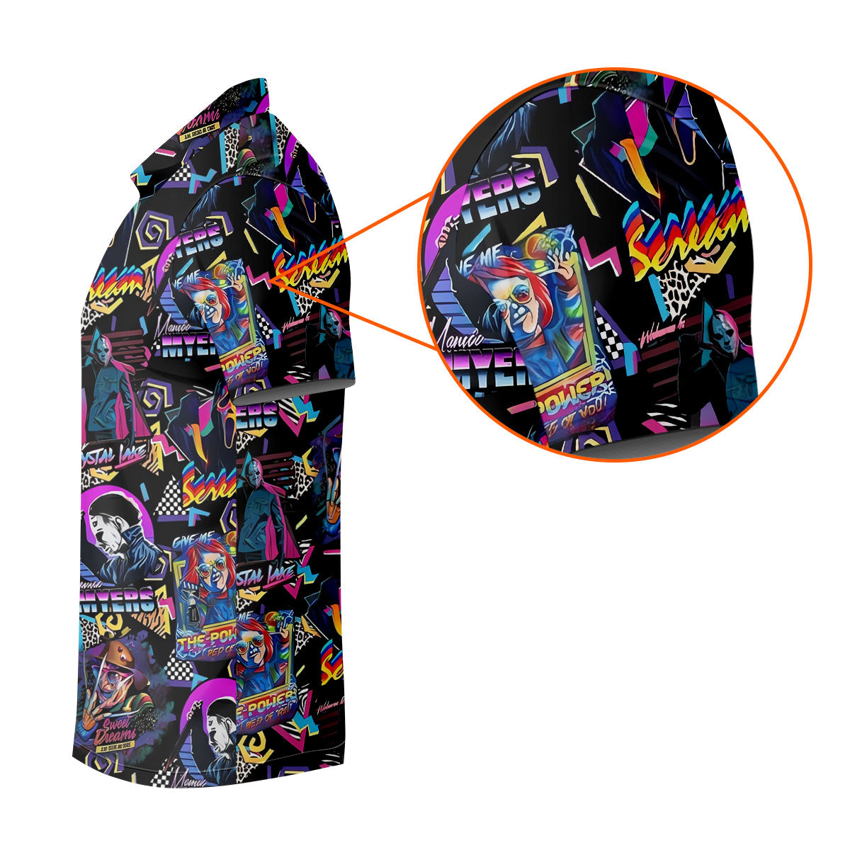 Retro Halloween Horror Character Hawaiian Golf Shirt, Women's Golf Tops, Golf Shirts For Women