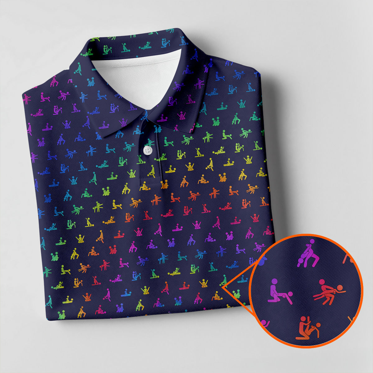 Naughty Position Adult Humor Rainbow Effect Men's Golf Polo Shirts, Golf Gift For Men, Golf Shirts For Men