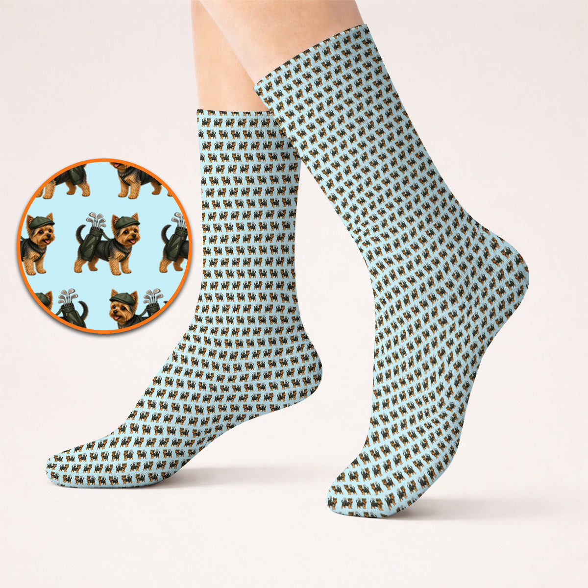Yorkie Golf Pattern Golf Socks, Yorkshire Terrier Golf Sock, Golf Gift For Golfer